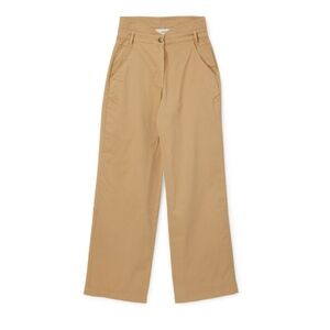 BA&SH Pants Boy Straight Leg Loose Stretch Cotton Trouser Beige High Waist Sz 4